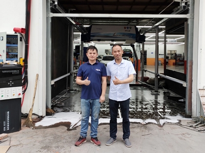 用户案例,镭豹360洗车机在浙江省杭州市晓峰汽修安装完成交付使用