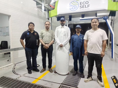 沙特安装一路行，镭豹360炫彩型洗车机在沙特达曼安装完成投入使用